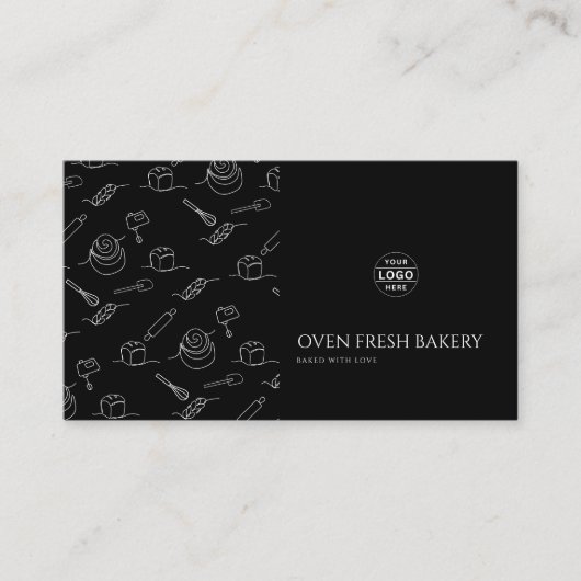 Logo QR Code Zwart Wit Bakkerij Visitekaartje (Voorkant)