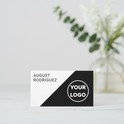 Logo QR-code zwart wit geometrisch Visitekaartje (Staand voorkant)