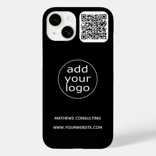 Logo & QR-code zwart | Zakelijk minimalistisch Case-Mate iPhone Case (Achterkant)