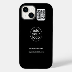 Logo & QR-code zwart Zakelijk minimalistisch iPhone 14 Hoesje