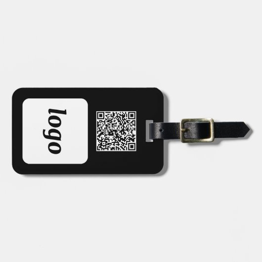 Logo QR Code Zwart Zakelijk Promotioneel Bagagelabel (Voorkant horizontaal)