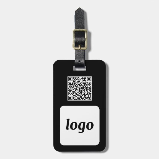 Logo QR Code Zwart Zakelijk Promotioneel Bagagelabel (Voorkant verticaal)