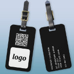Logo QR Code Zwart Zakelijk Promotioneel Bagagelabel<br><div class="desc">Eenvoudig logo en QR Code ontwerp voor uw bedrijf. Vervang de logo, QR code bestemming URL en naam en adresgegevens door uw eigen - of laat de achterkant leeg. Wijzig de achtergrondkleur in het ontwerpgereedschap om aan te passen. Ideaal voor als promotieartikel om aan klanten, klanten en medewerkers te geven,...</div>
