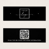 Logo QR code zwarte stud oorbel display kaart (Voorkant /achterkant)