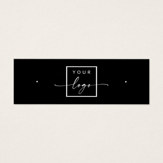 Logo QR code zwarte stud oorbel display kaart (Voorkant)