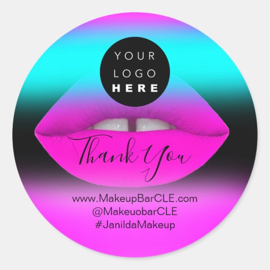 Logo QR-codenaam Bedankt voor het winkelen Roze Li Ronde Sticker (Voorkant)