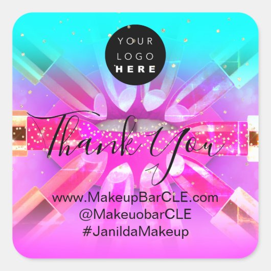 Logo QR-codenaam Bedankt voor het winkelen van de Vierkante Sticker (Voorkant)