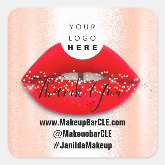 Logo QR-codenaam Hartelijk dank voor het Roos Rode Vierkante Sticker (Voorkant)