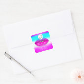 Logo QR-codenaam Hartelijk dank voor het winkelen Vierkante Sticker (Envelop)