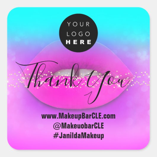 Logo QR-codenaam Hartelijk dank voor het winkelen  Vierkante Sticker (Voorkant)