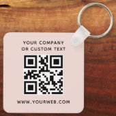 Logo, QR-codetekst dubbelzijdig licht wazig roze Sleutelhanger (Achterkant)