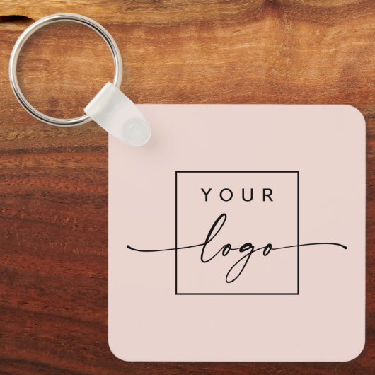 Logo, QR-codetekst dubbelzijdig licht wazig roze Sleutelhanger (Voorkant)