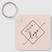 Logo, QR-codetekst dubbelzijdig licht wazig roze Sleutelhanger (Voorkant)