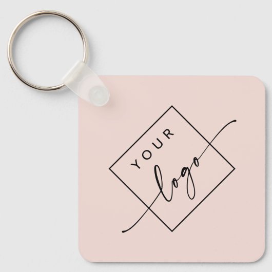 Logo, QR-codetekst dubbelzijdig licht wazig roze Sleutelhanger (Voorkant)