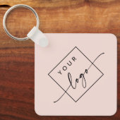 Logo, QR-codetekst dubbelzijdig licht wazig roze Sleutelhanger (Voorkant)