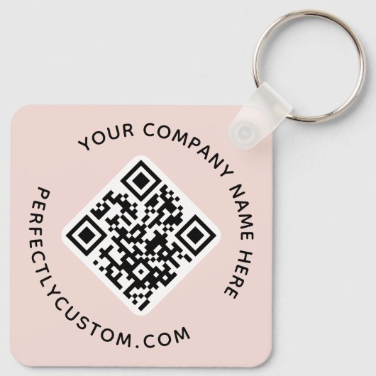 Logo, QR-codetekst dubbelzijdig licht wazig roze Sleutelhanger (Achterkant)