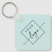 Logo, QR-codetekst dubbelzijdig lichtaqua blauw Sleutelhanger (Voorkant)