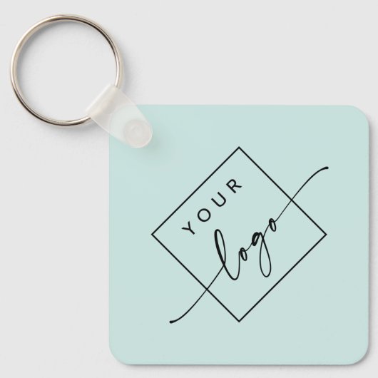 Logo, QR-codetekst dubbelzijdig lichtaqua blauw Sleutelhanger (Voorkant)