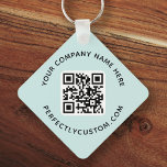 Logo, QR-codetekst dubbelzijdig lichtaqua blauw Sleutelhanger<br><div class="desc">Licht aqua blauw,  dubbelzijdige sleutelhanger met uw aangepaste logo,  QR-code en aangepaste tekst. De doopvonten en de doopvontkleuren van de verandering,  bewegen en resize elementen met het ontwerphulpmiddel.</div>