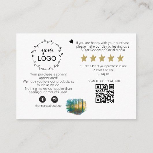 *~* LOGO QR DANK U Review FOREST BOSSEN AP8 Informatiekaartje (Achterkant)