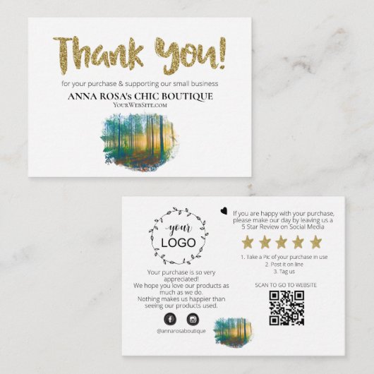 *~* LOGO QR DANK U Review FOREST BOSSEN AP8 Informatiekaartje (Voorkant / Achterkant)