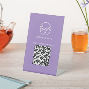 Logo QR het menu van het Restaurant van de Code Li Reclamebord Met Voetstuk