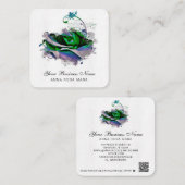 *~ Logo QR Lavendel - Blauwgroen Roos Bloemenbloem Vierkante Visitekaartje (Voorkant / Achterkant)