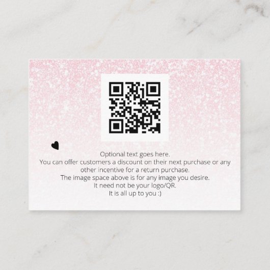 *~* Logo QR Ombre Glitter Bedankt Branding Informatiekaartje (Achterkant)