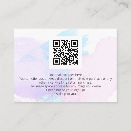 *~* Logo QR . PASTEL Abstract Dank je brandmerken Informatiekaartje (Achterkant)