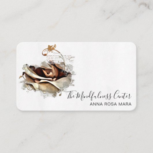 *~* Logo QR Perzikkoraal Roos Bloembloem Visitekaartje (Voorkant)