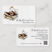 *~* Logo QR Perzikkoraal Roos Bloembloem Visitekaartje (Voorkant / Achterkant)