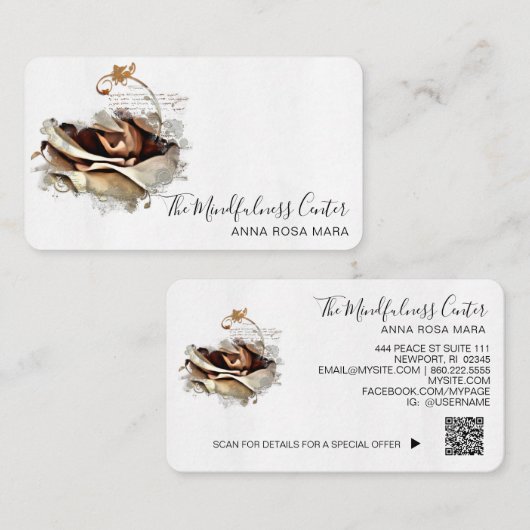 *~* Logo QR Perzikkoraal Roos Bloembloem Visitekaartje (Voorkant / Achterkant)