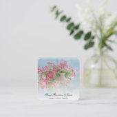 *~* Logo QR Roos Floral Flower Hanging Petunia Pot Vierkante Visitekaartje (Staand voorkant)