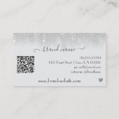 Logo QR Sjabloon  Wit Zilver Glitter Regen Visitekaartje (Achterkant)