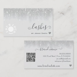 Logo QR Sjabloon  Wit Zilver Glitter Regen Visitekaartje