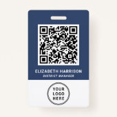 Logo QR-streepjescodes Blauwe werknemer Badge (Voorkant)