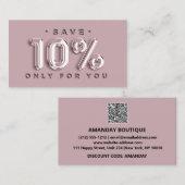 Logo QRCODE 10%OFF Korting invoegen Kaart Blush Visitekaartje (Voorkant / Achterkant)