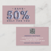 Logo QRCODE 50%OFF Korting Blauw Roos invoegen Visitekaartje (Voorkant / Achterkant)