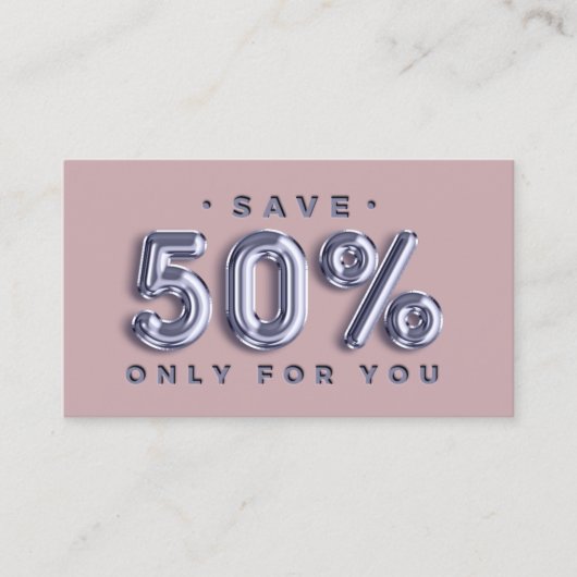 Logo QRCODE 50%OFF Korting Blauw Roos invoegen Visitekaartje (Voorkant)