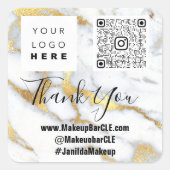 Logo QRCode Naam Bedankt voor het winkelen Faux Ma Vierkante Sticker (Voorkant)