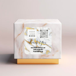 Logo QRCode Naam Bedankt voor het winkelen Faux Ma Vierkante Sticker