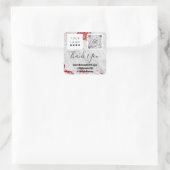 Logo QRCode Name Bedankt dat je marmer Gray Red ko Vierkante Sticker (Tas)