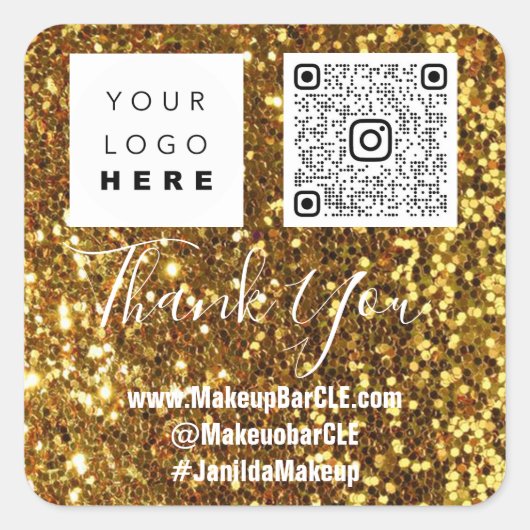 Logo QRCode Name Bedankt voor het winkelen van Gol Vierkante Sticker (Voorkant)