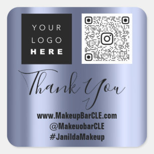 Logo QRCode Name Dank Blauwe Bevordering van het W Vierkante Sticker