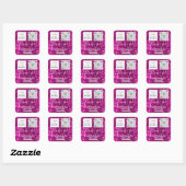 Logo QRCode Name Dank het Winkelen Roze Glitter Vierkante Sticker (Vel)