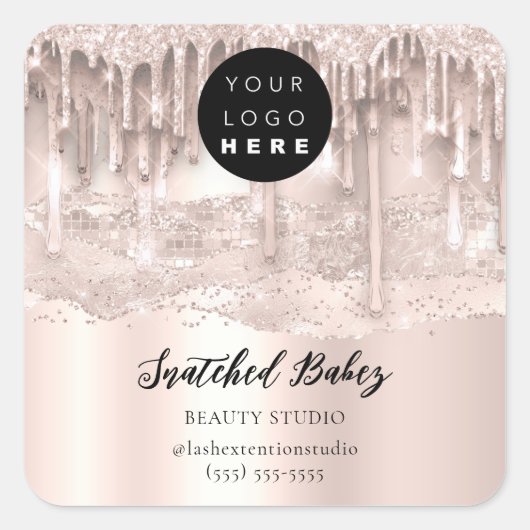 Logo QRCode Online Shop Strokes Roos Drift Vierkante Sticker (Voorkant)