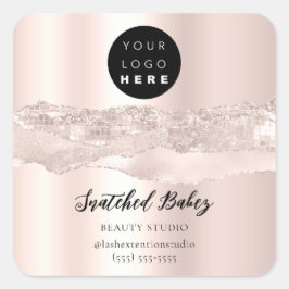 Logo QRCode Online Shop Strokes Roos Glitter Vierkante Sticker