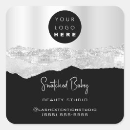 Logo QRCode Online Winkel Slagen Zilver grijs Zwar Vierkante Sticker