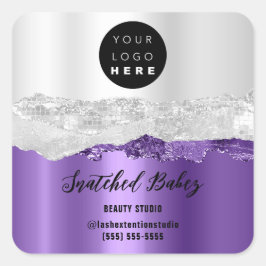 Logo QRCode Online Winkel Strokes Zilvergrijs Paar Vierkante Sticker