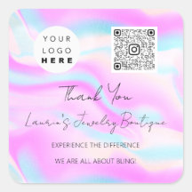 Logo QrCode Online Winkelholografisch Roze blauw